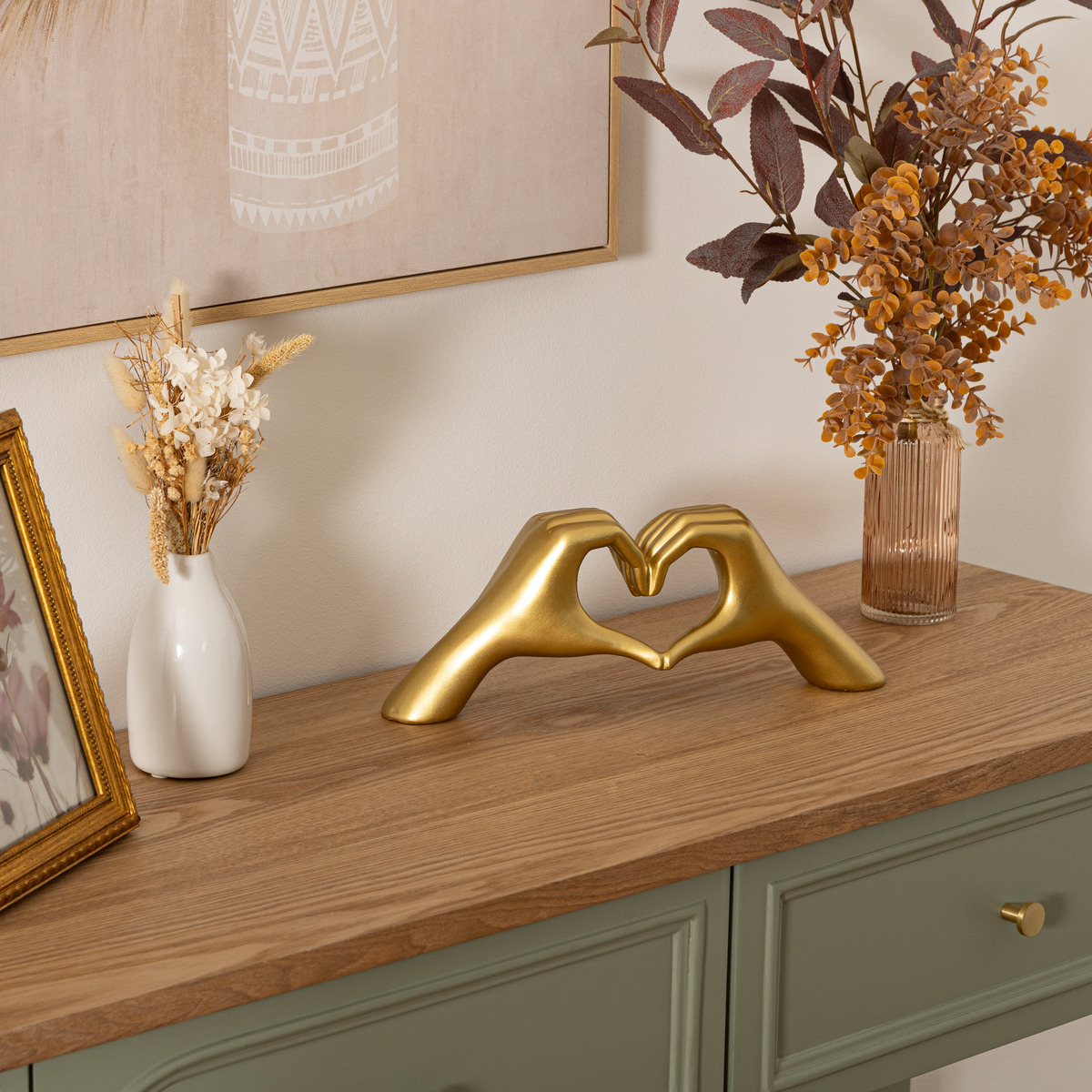 Déco à poser main coeur AMY doré, ATMOSPHERA