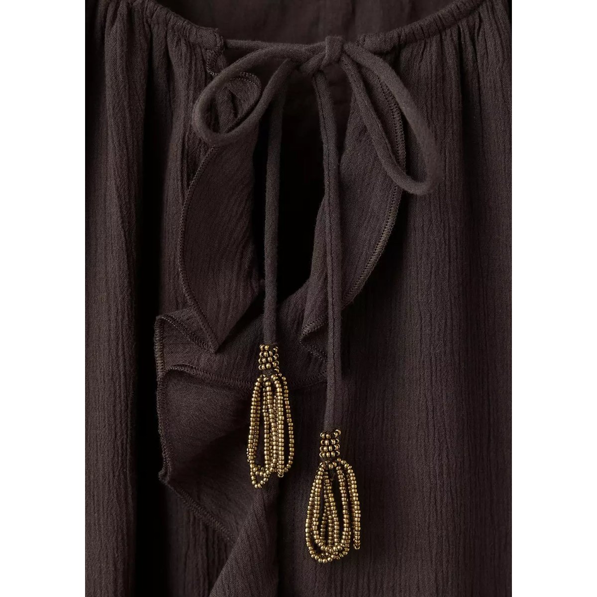 Robe texturée volants marron, MANGO TEEN