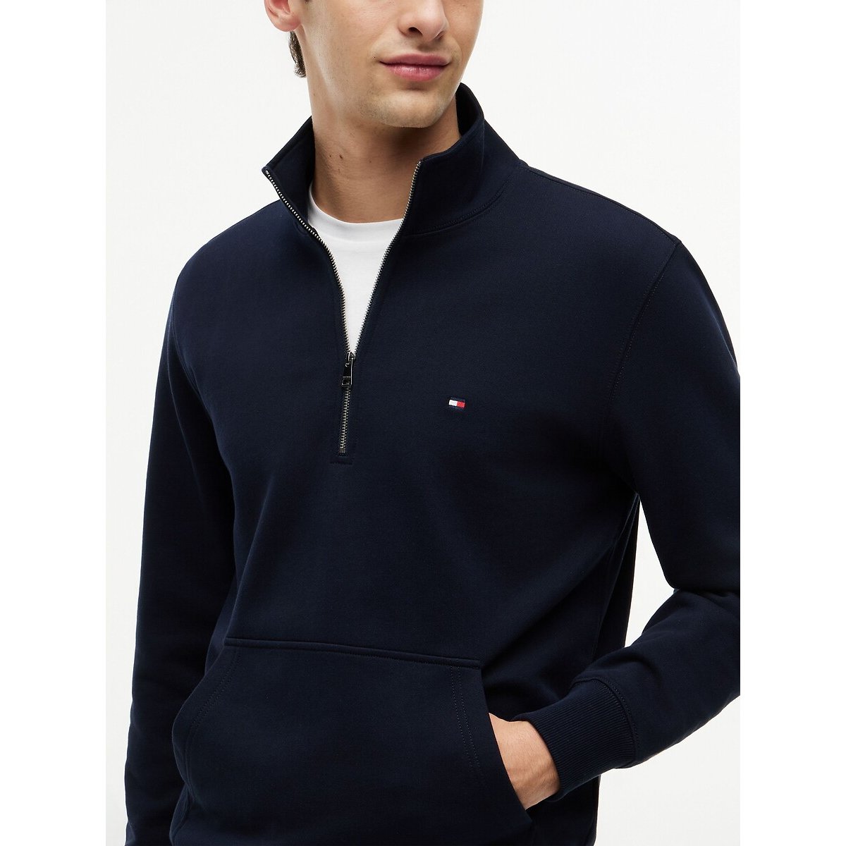 Sweat demi-zippé col montant bleu marine, TOMMY HILFIGER