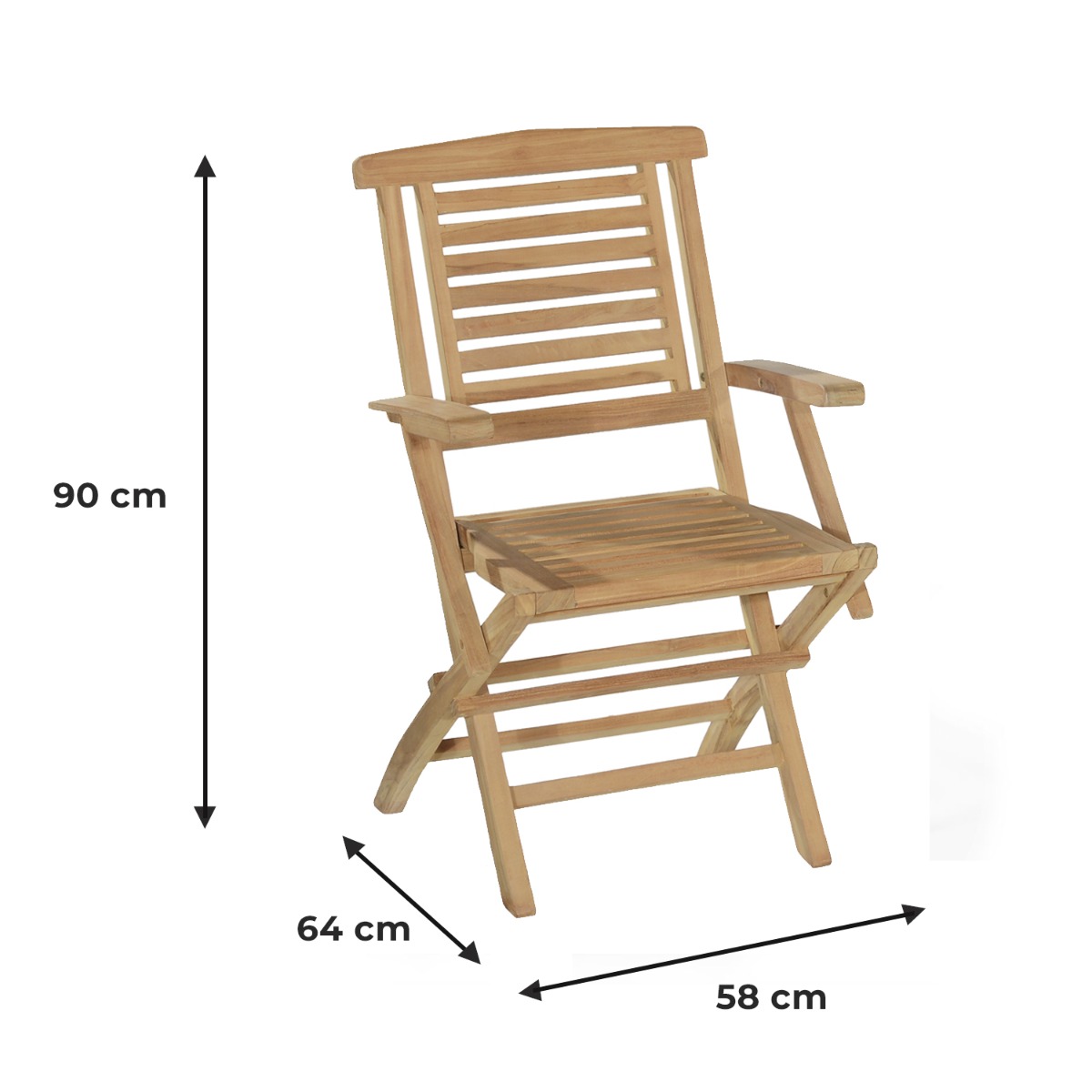 Fauteuils de jardin pliantes en teck massif (lot de 2) - BARBADE naturel, TECK ATTITUDE