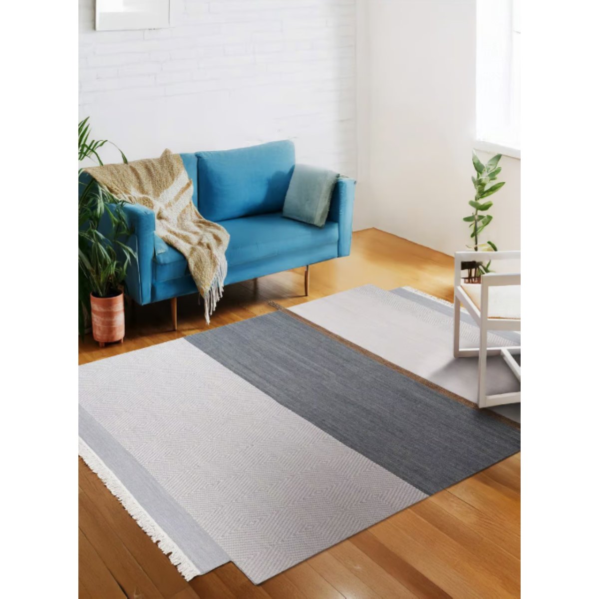 Tapis Kilim authentique en laine SALA bleu, NOVATREND