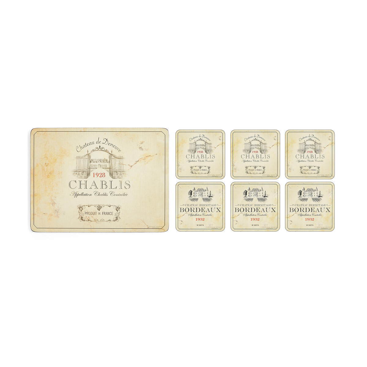8-Piece Vin de France Placemat & Coaster Set multi-coloured, PIMPERNEL