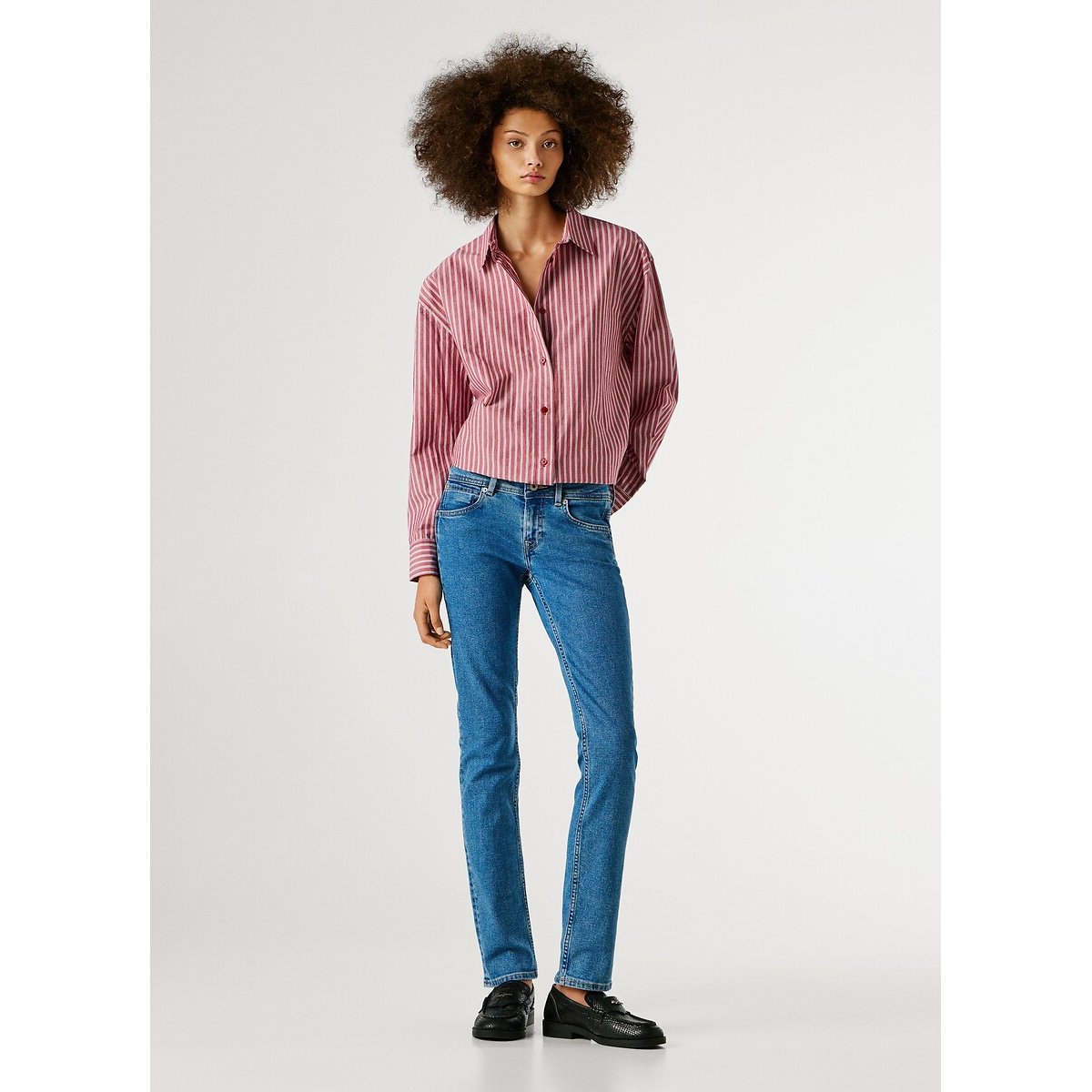Jean slim taille basse VENUS stone wash bright blue, PEPE JEANS