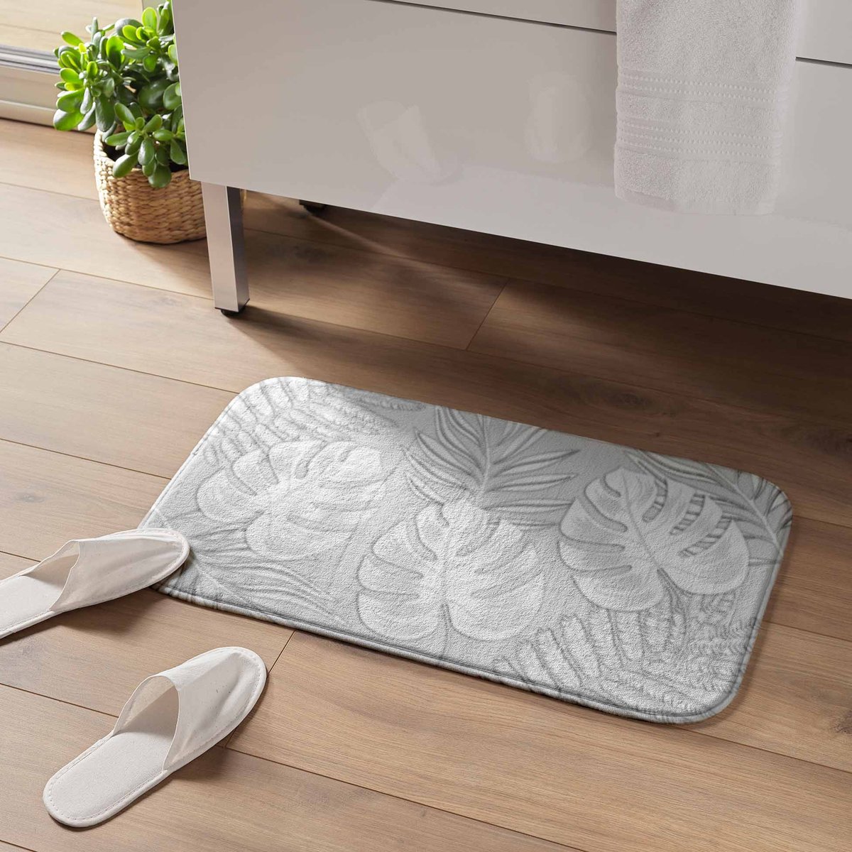 Tapis de bain Feuilles d ambre gris, EDEN