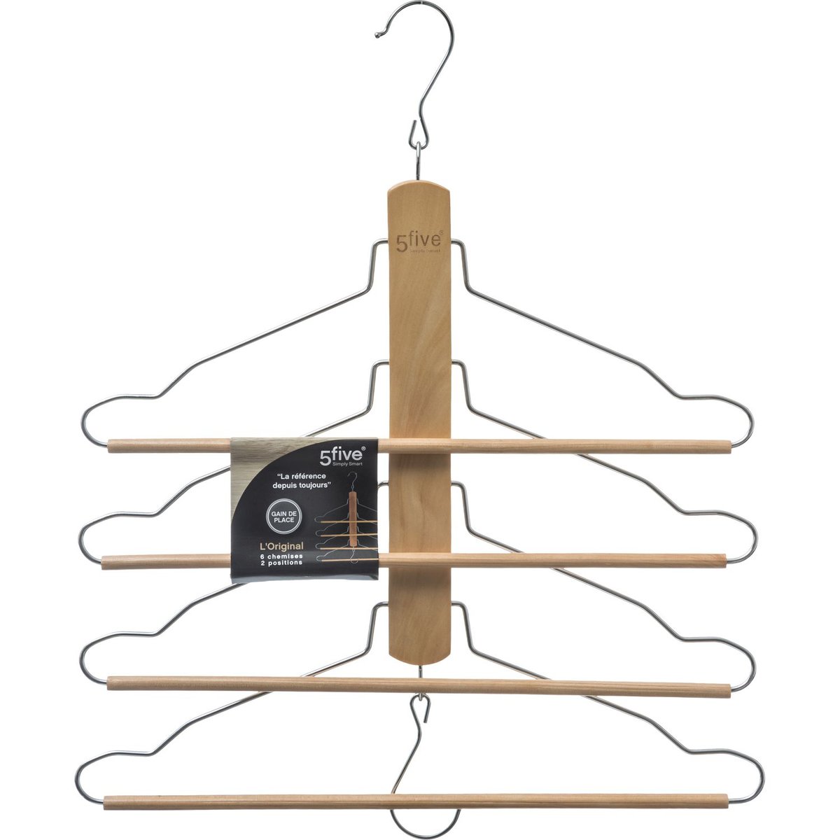 Cintre 4 pantalons ou chemises en bois et métal marron, ATMOSPHERA