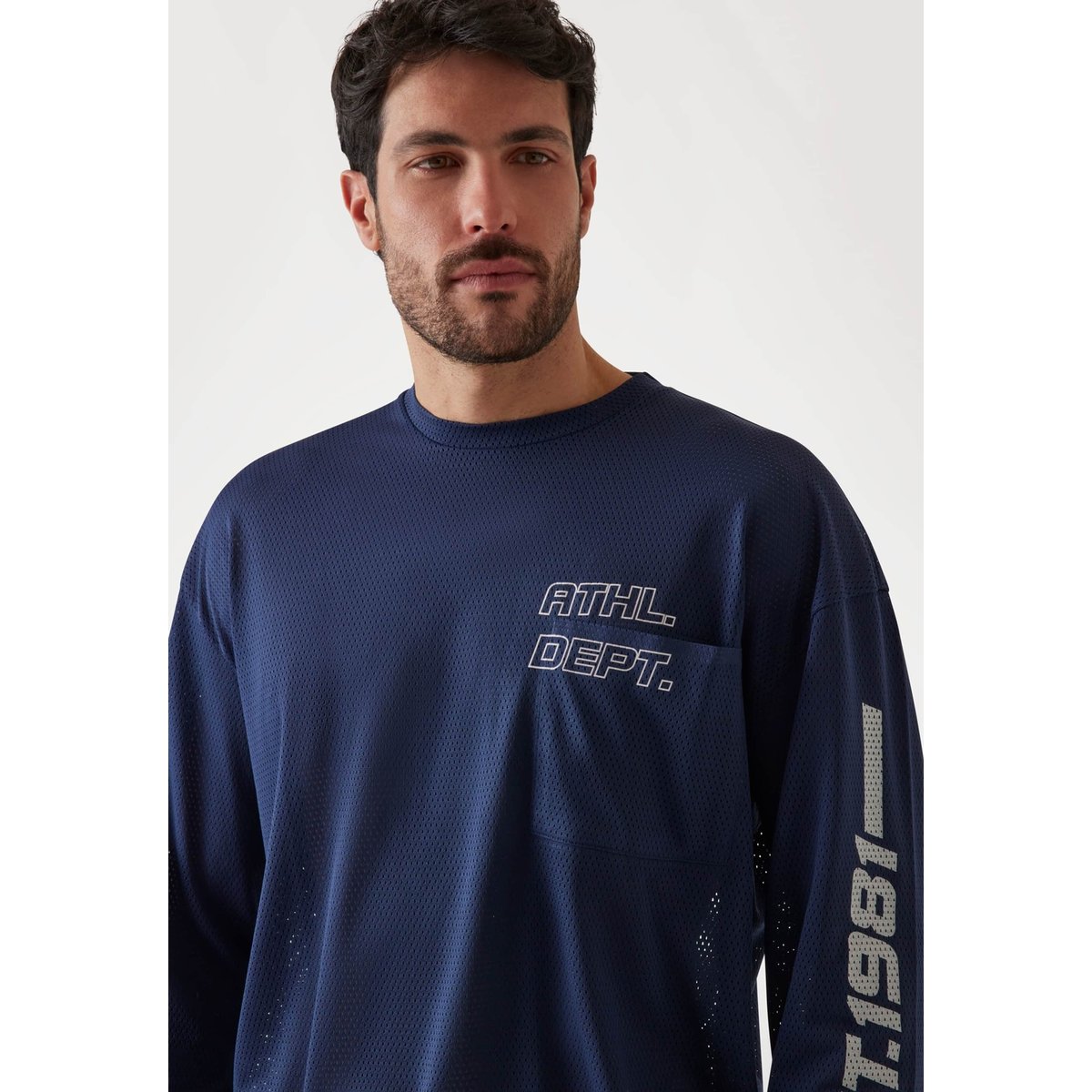 T-Shirt Mesh Oversize bleu foncé, GUESS