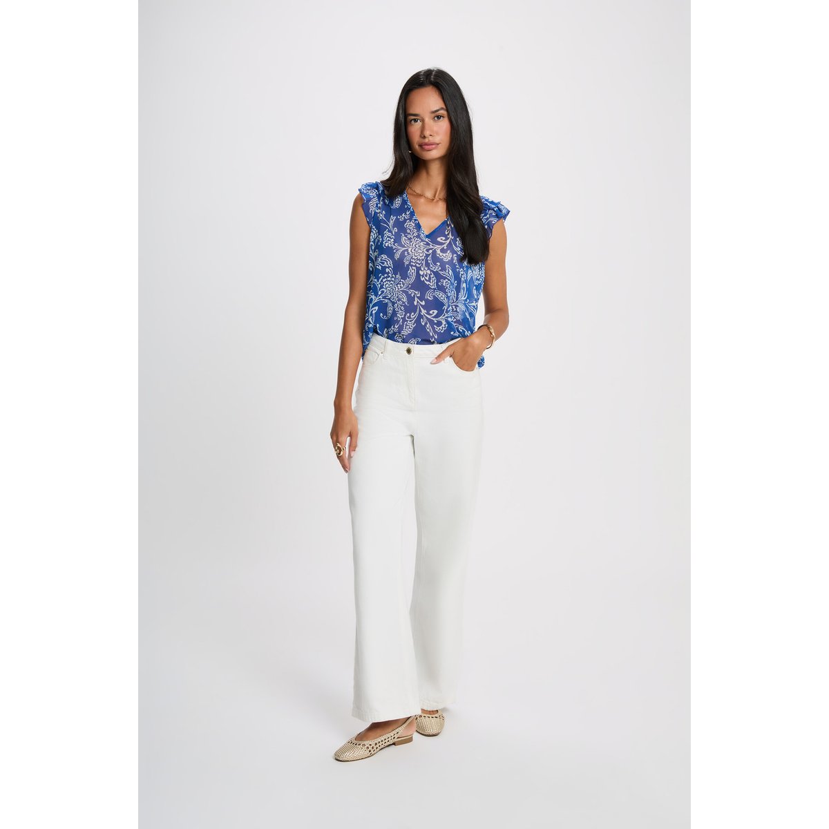 Blouse voile sans manches multicolore, MORGAN