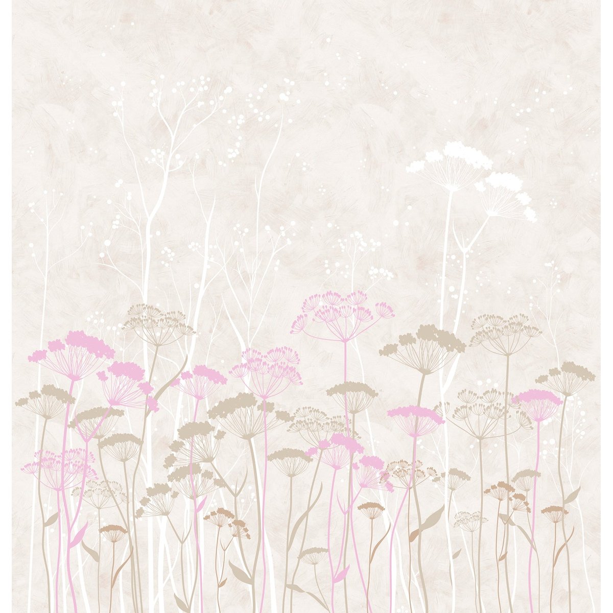 Papier peint panoramique Ombelles 288 x 300 cm - intissé, finition mate blanc, LE PAPIERS DE NINON