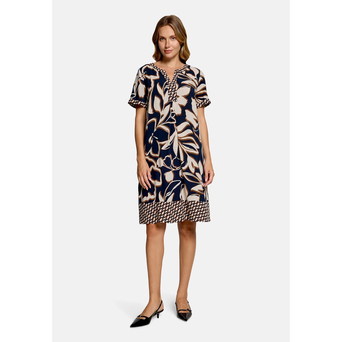 Robe tunique manches courtes dark blue/brown, BETTY BARCLAY