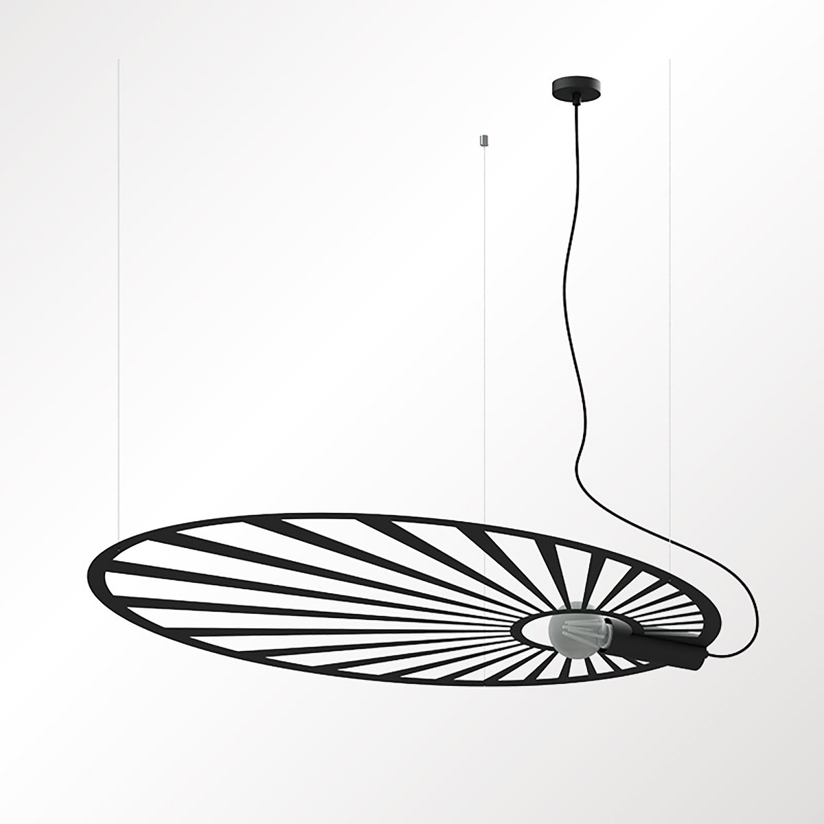 Suspension Acier Noir E27 1 Lehdet noir, EDEN