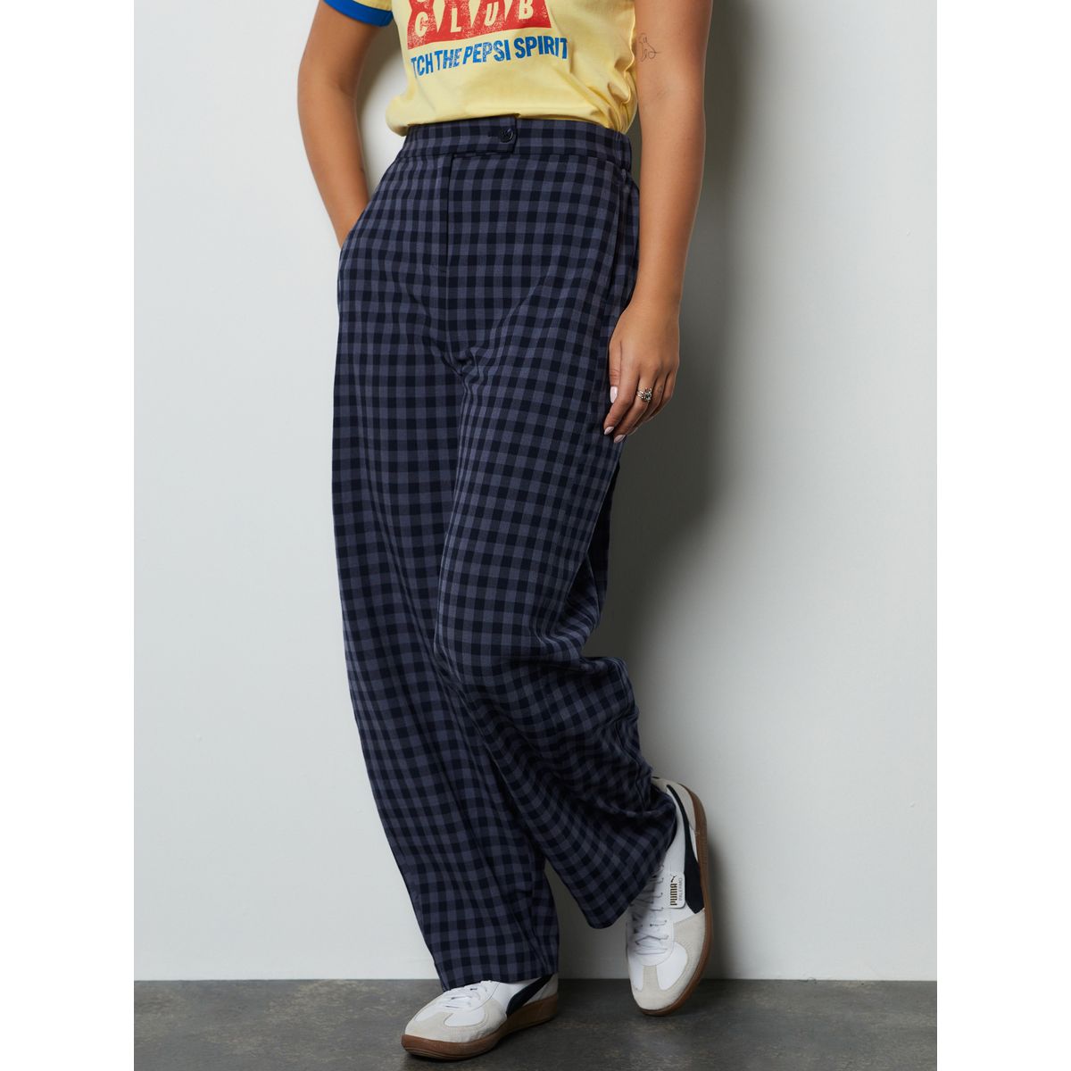 Pantalon large vichy bleu, NEXT