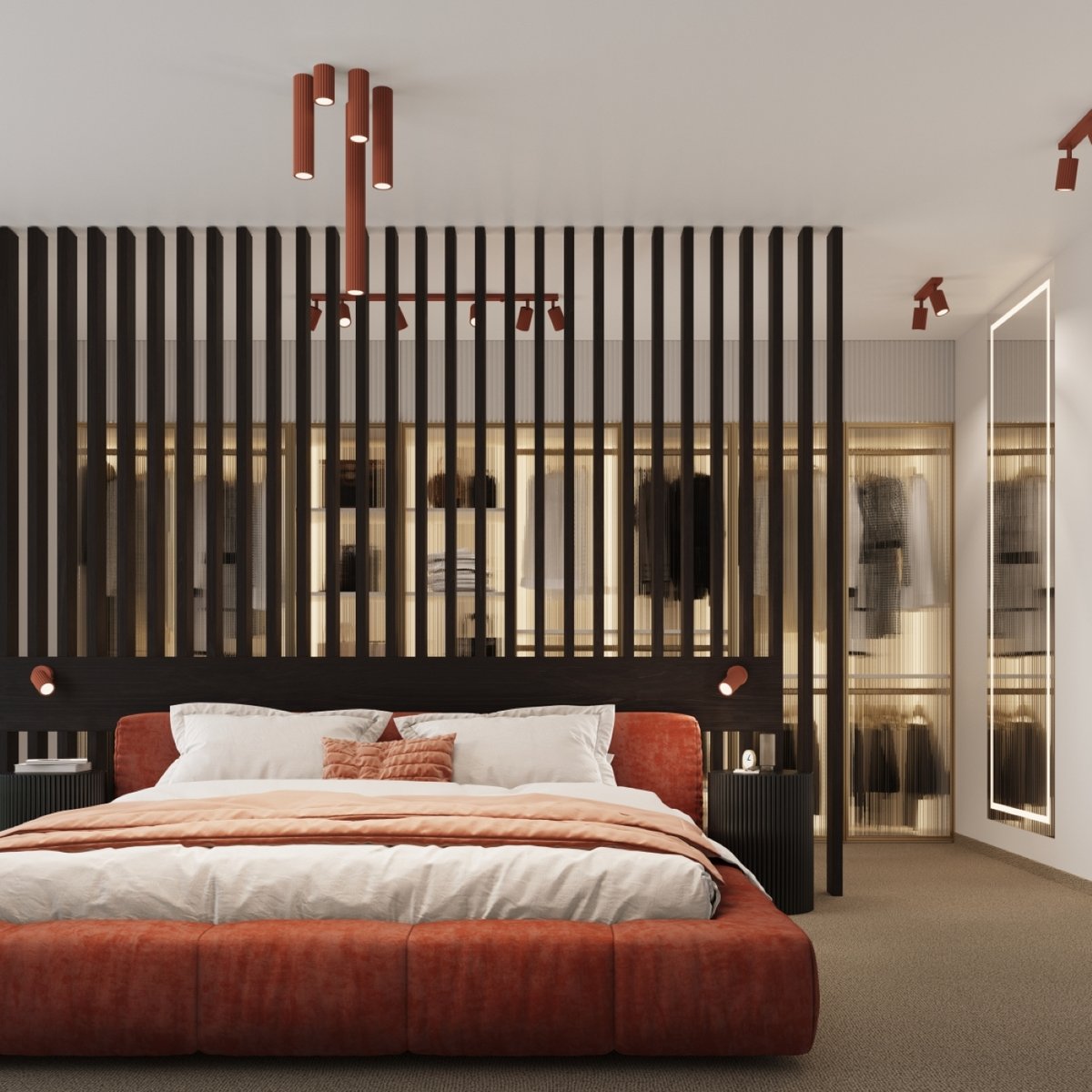 Plafonnier Aluminium Ocre Rouge GU10 4 Karbon rouge, EDEN