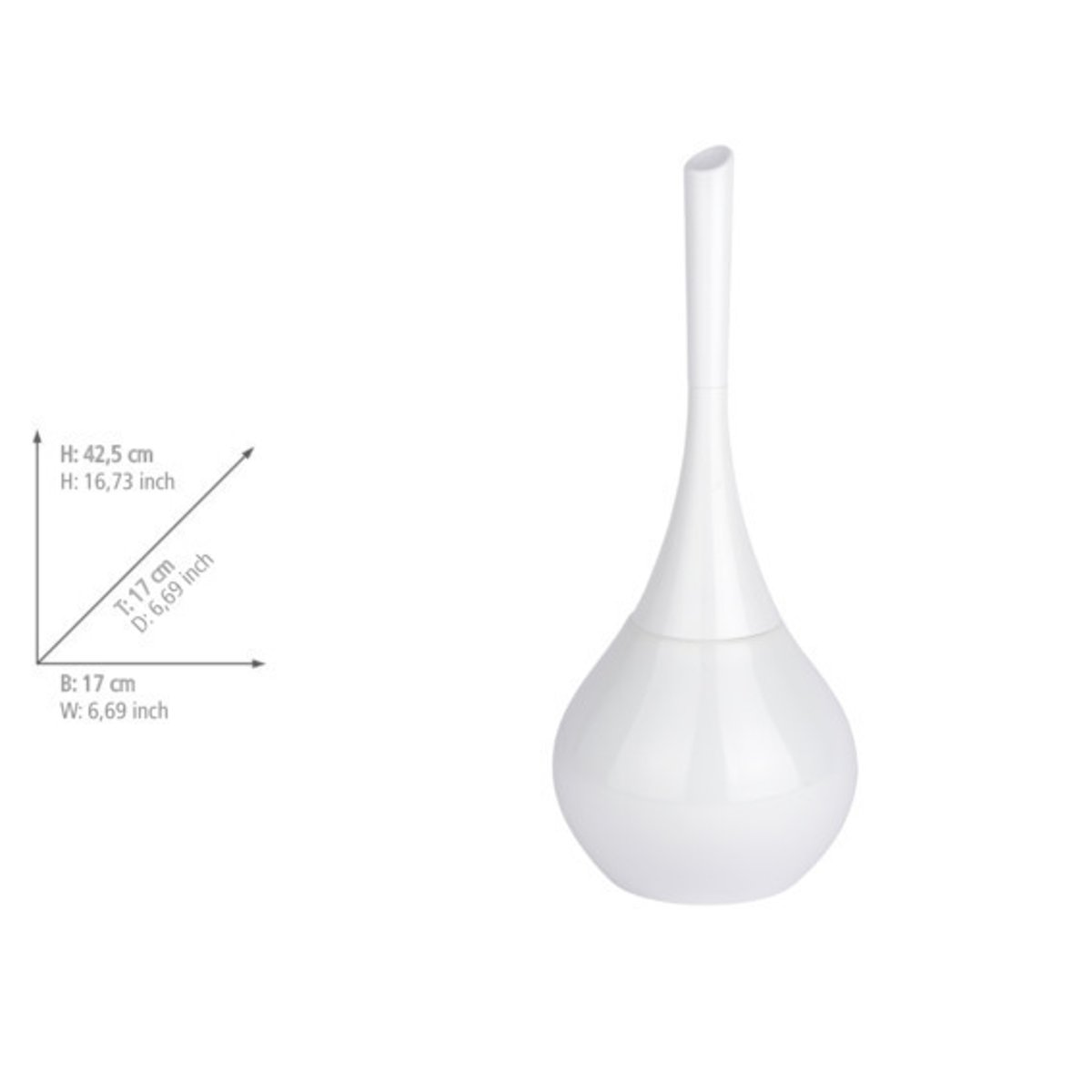 Brosse WC en céramique Support fermé FLAKON blanc, WENKO
