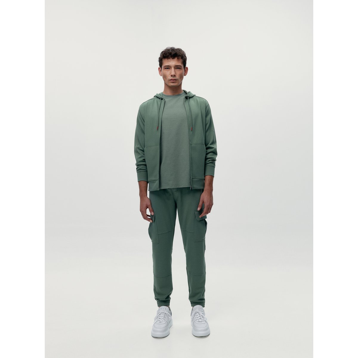 Sweat de sport homme Biafra À capuche avec fermeture éclair vert asperge, BORN