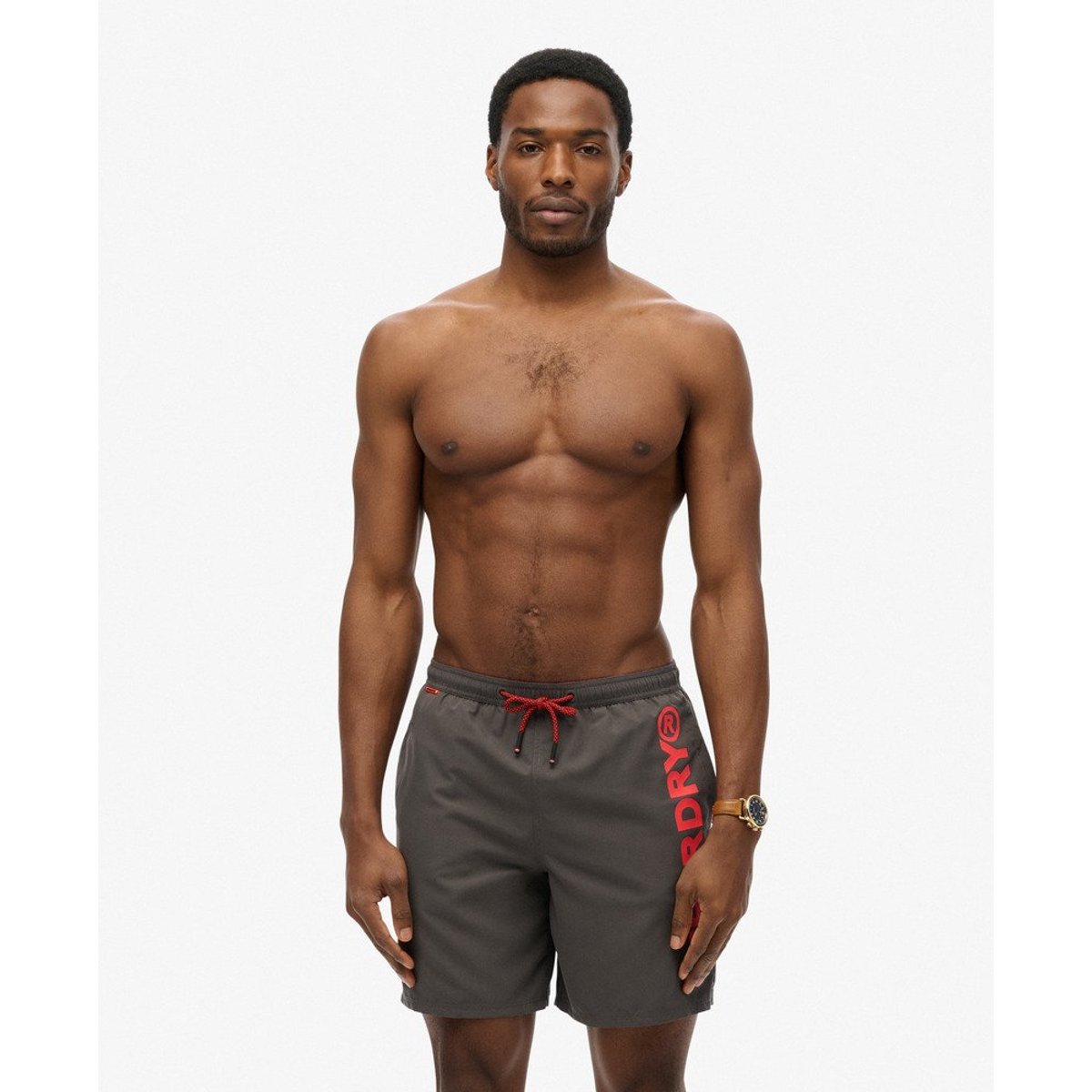 Short de bain à motif Sport longueur 43 cm anthracite, SUPERDRY