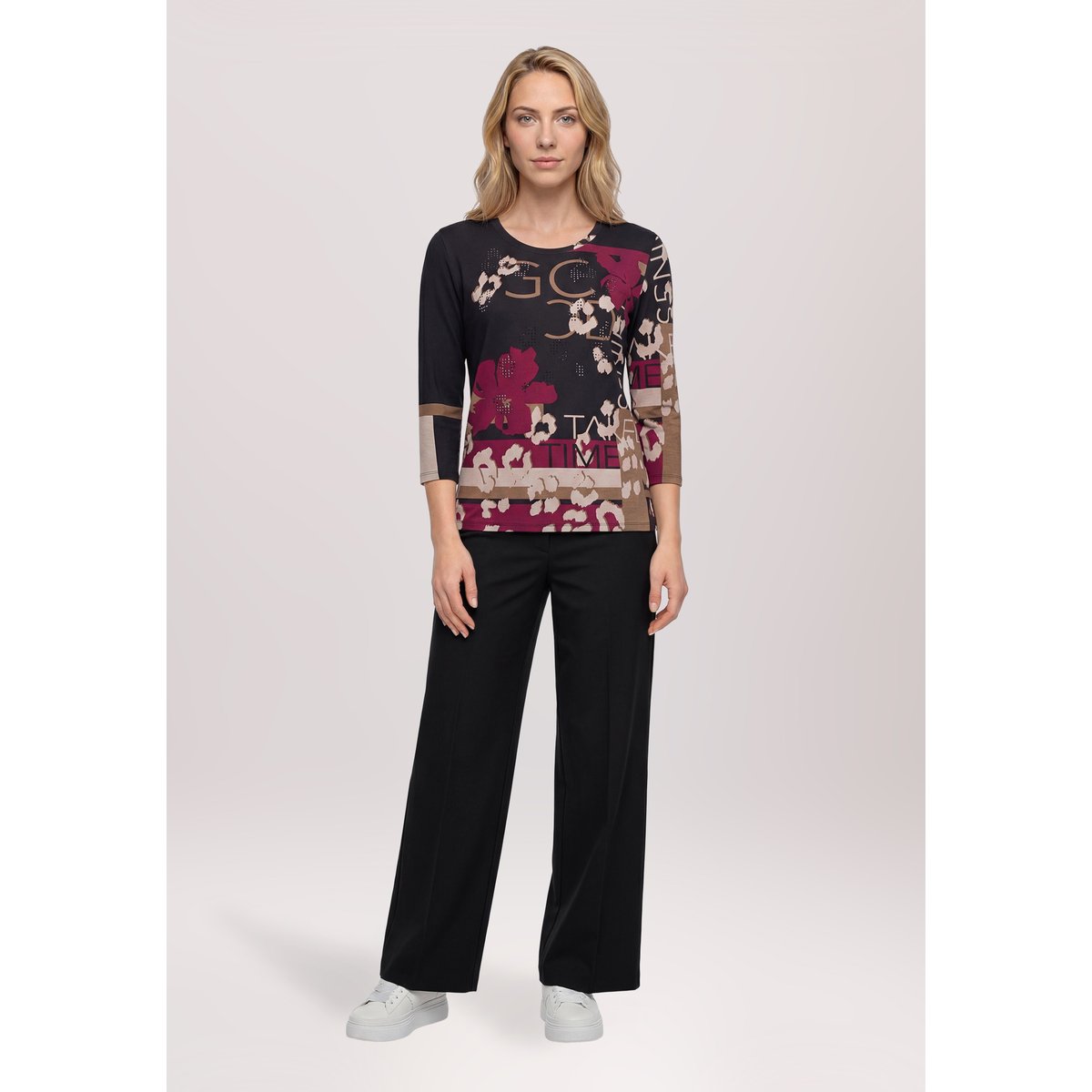 T-shirt basique à encolure ronde black/dark red, BETTY BARCLAY