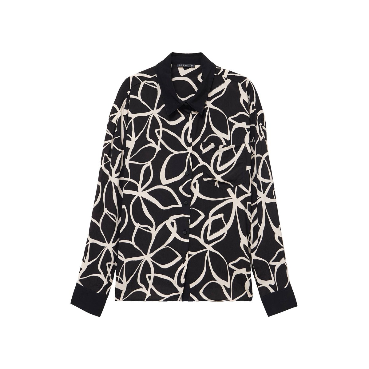 Chemise ample mi-longue manches longues noir, BREAL