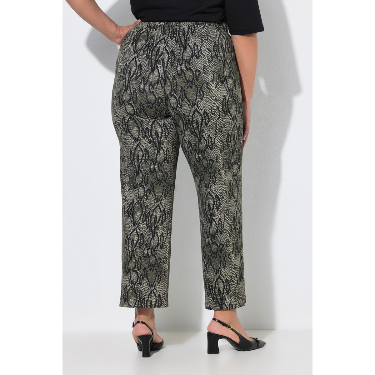 Pantalon en jersey, motif peau de serpent gris olive, ULLA POPKEN
