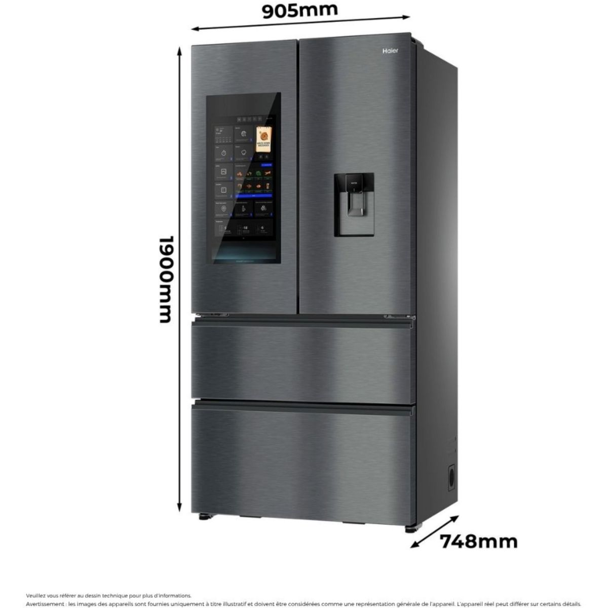 Réfrigérateur multi portes HFW99F19ESSB couleur unique, HAIER