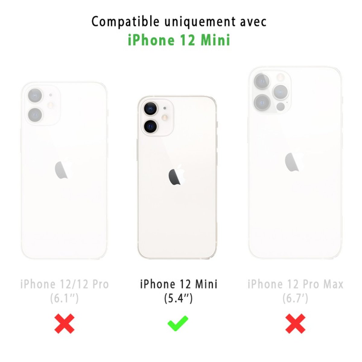 Coque Anti-choc compatible Magsafe pour iPhone 12 Mini Transparente + 2 protections écran et 2 protections objectif caméra transparent, EVETANE