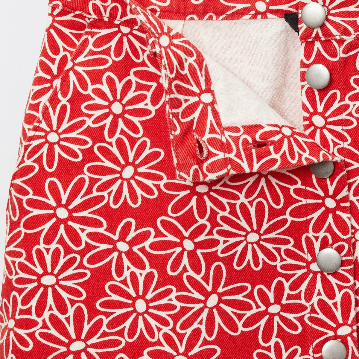 Jupe courte imprimée en coton BIO GOTS rouge, MONOPRIX