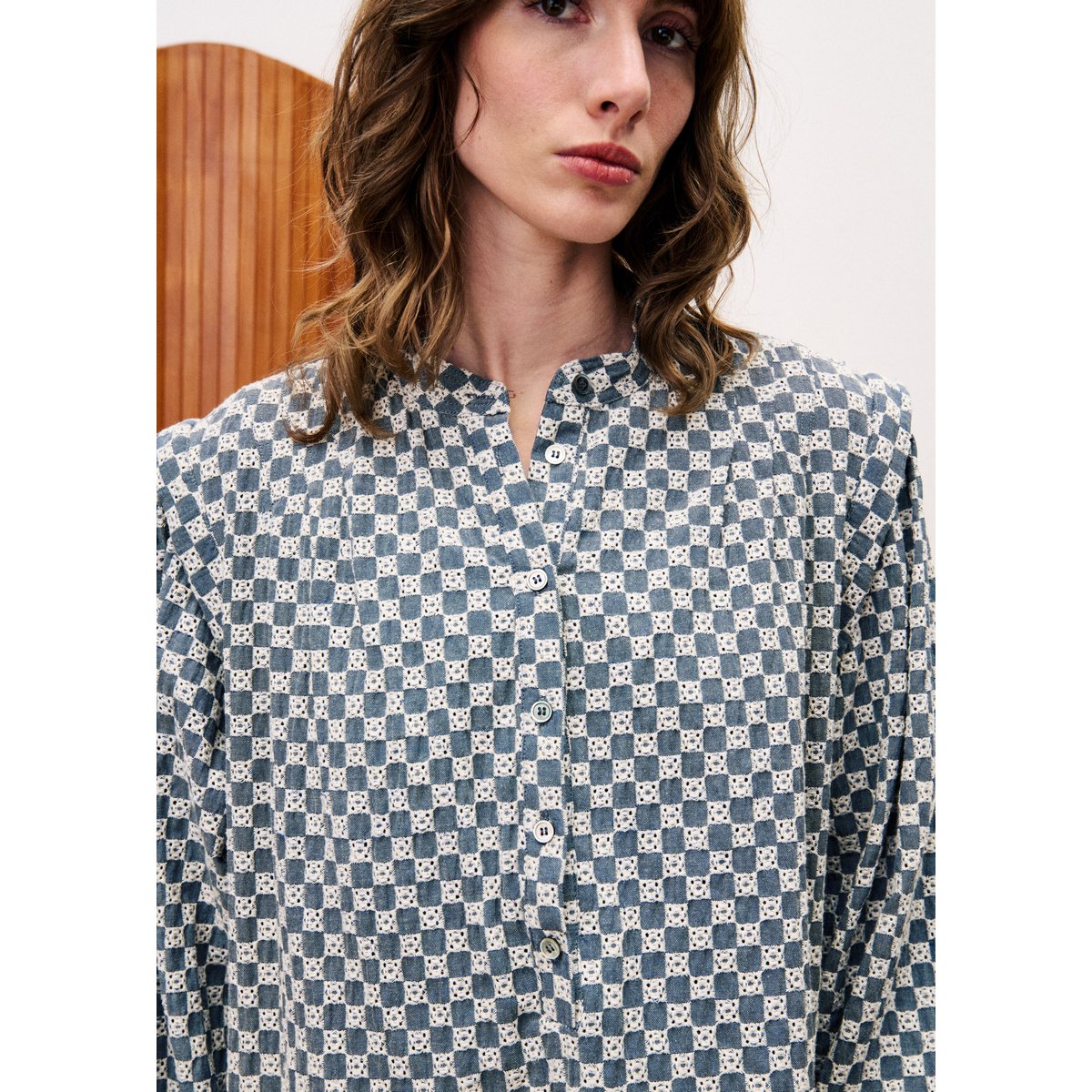 Robe en coton col roulé ALLIUM bleu jean, FRNCH