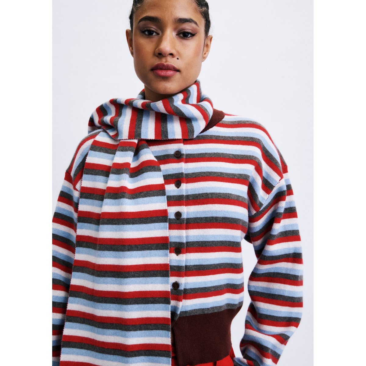 Set De Cardigan-echarpe Shibuya SHIBUYA rouge, FRNCH