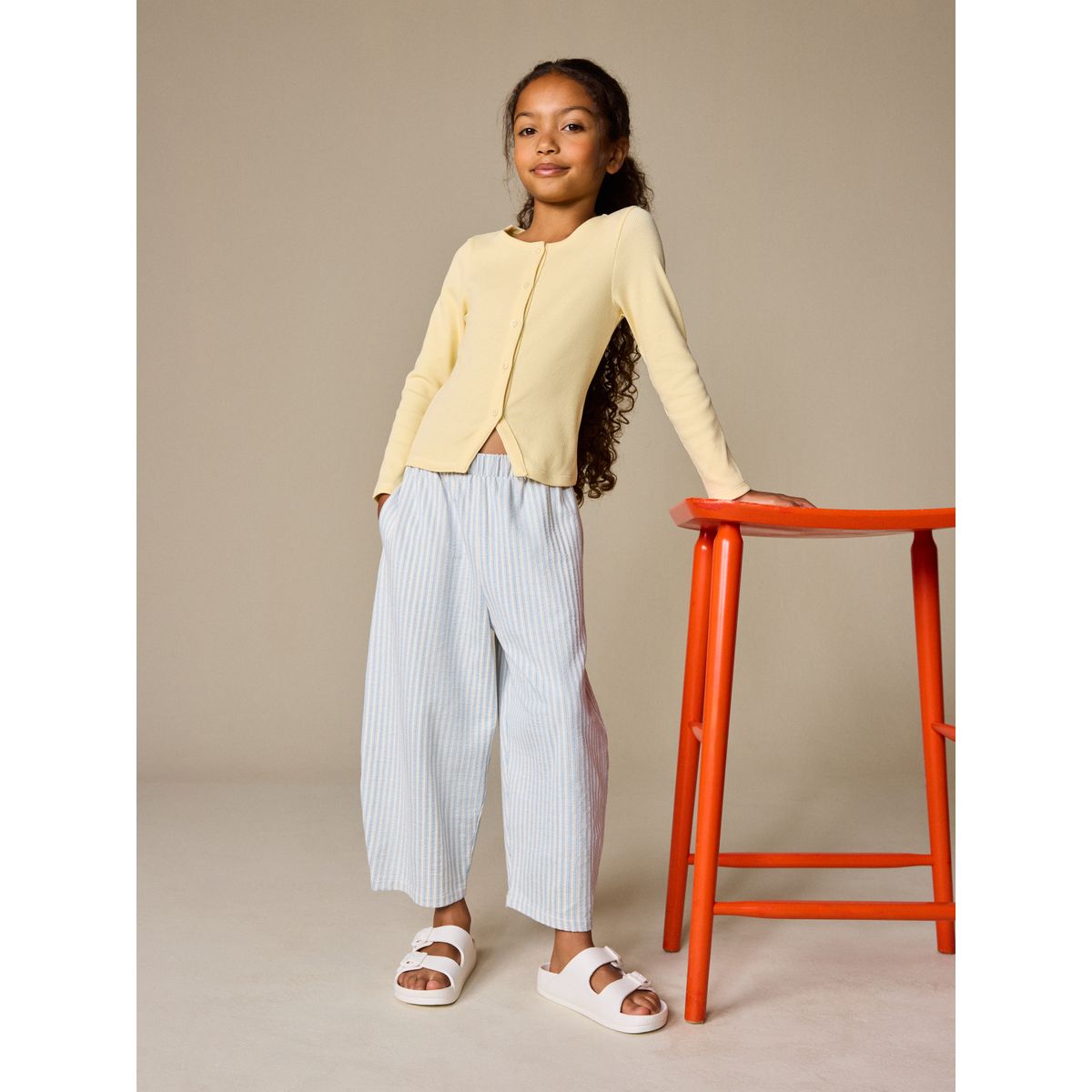 Pantalon ample texturé rayures bleues, NEXT