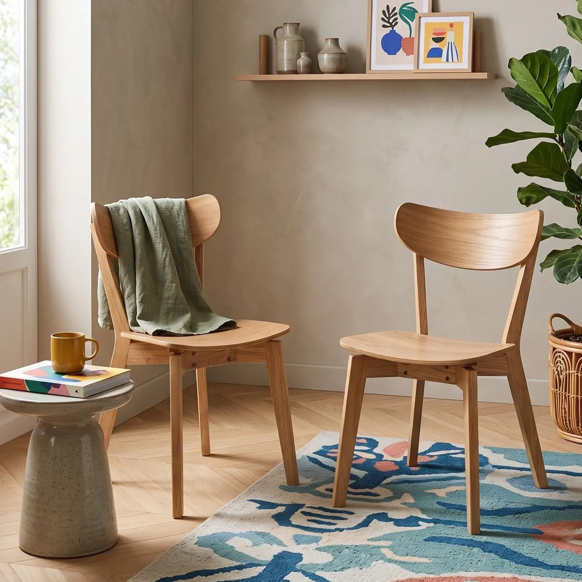 Chaise scandinave en bois (lot de 2) - LETA marron clair, HELLIN, DEPUIS 1862