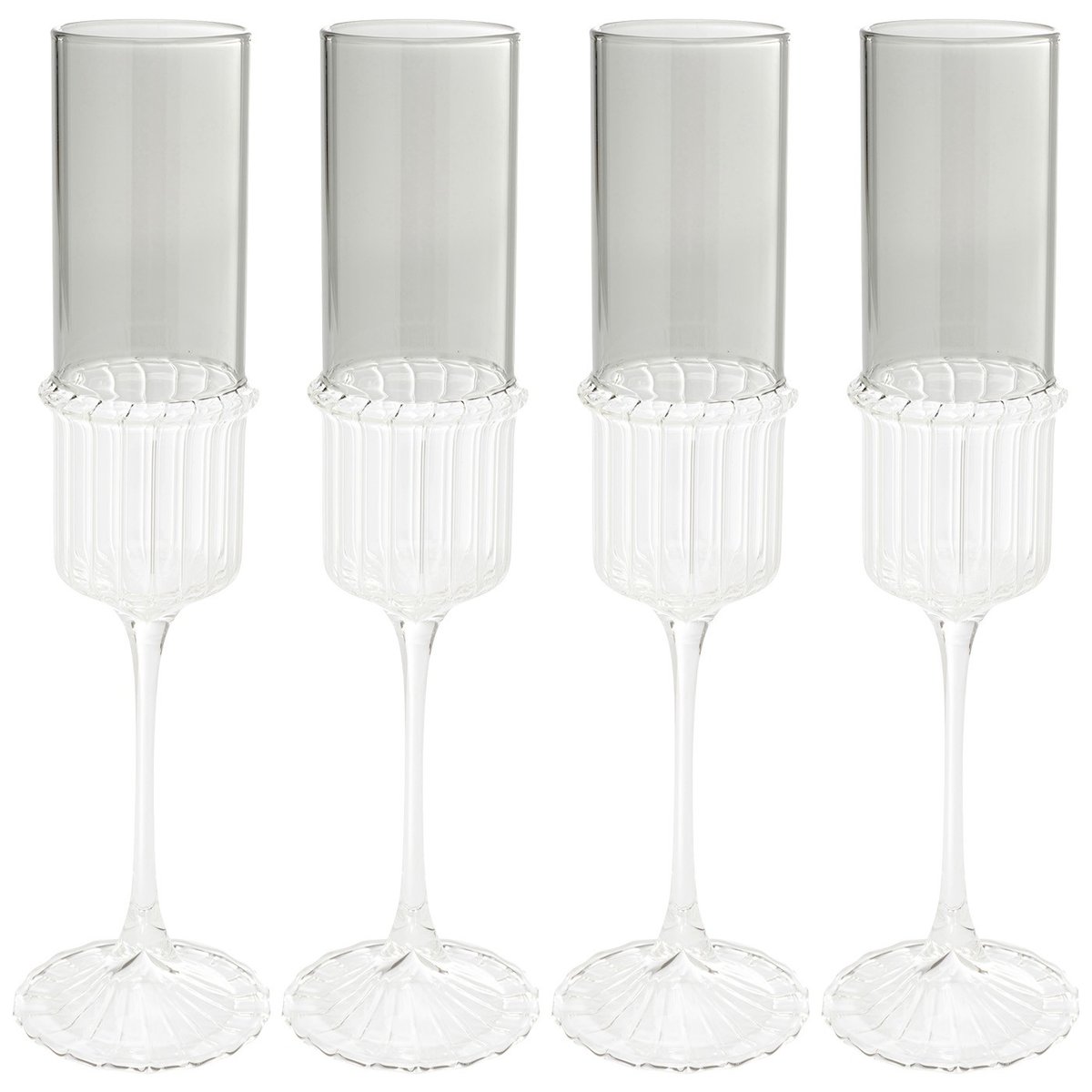 Lot de 4 flûtes à champagne, NOELLE gris, KARE DESIGN