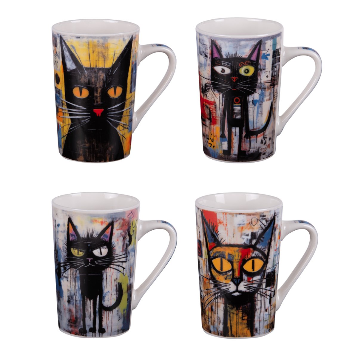 Coffret de 4 mugs Street Cat 35 cl - STREET CAT multicolore, TABLE PASSION