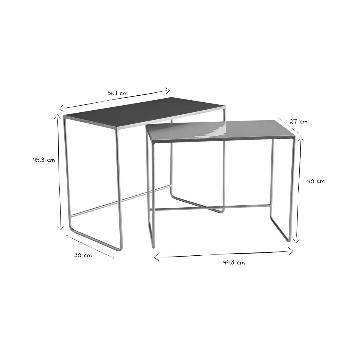 Tables basses gigognes rectangulaires design (lot de 2) WESS rose tendre, MILIBOO