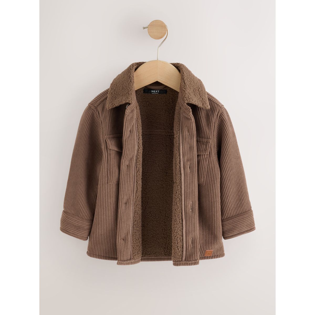 Veste-chemise en velours côtelé doublé marron chocolat, NEXT