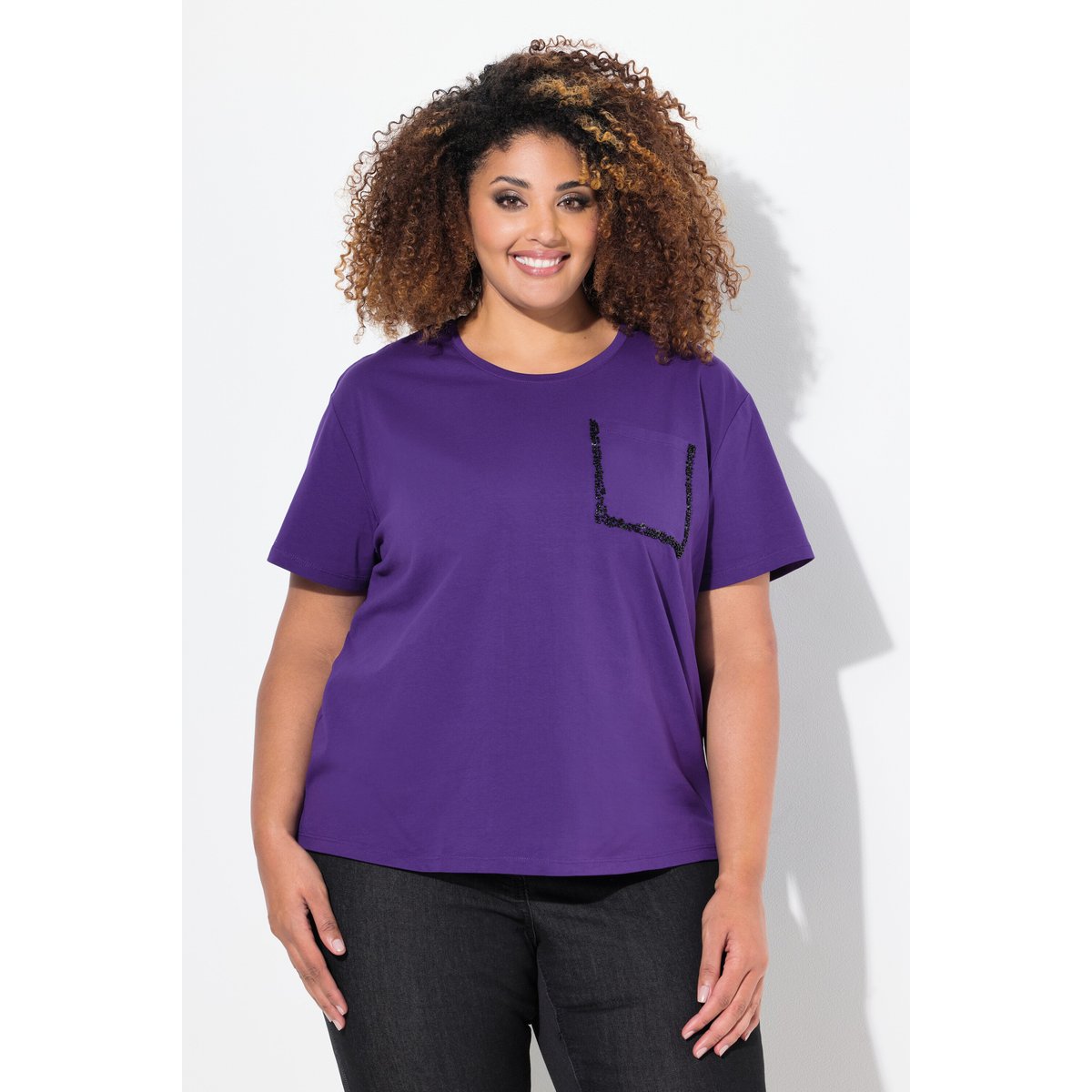 T-shirt oversize à col rond et lys, ULLA POPKEN