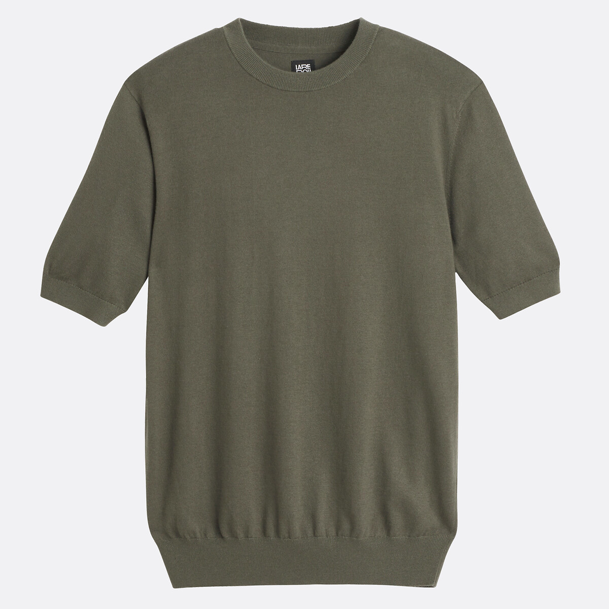 T-Shirt aus Strick mit Rundhalsausschnitt khaki, LA REDOUTE COLLECTIONS