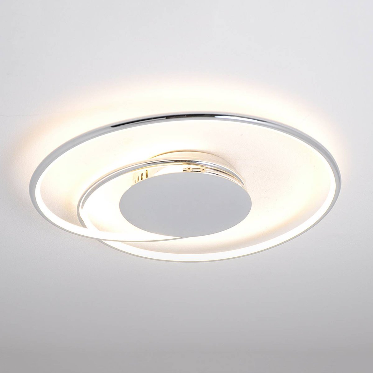 Plafonnier en métal moderneLED, Joline blanc, chrome, LINDBY