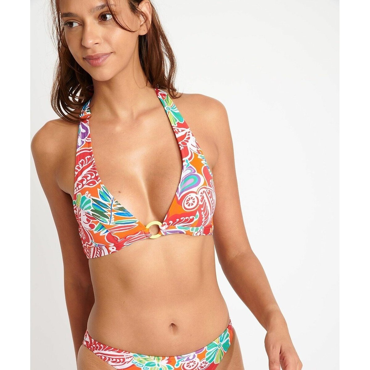 Triangle Bikini Top, Lifo Bodegabay print/red background, BANANA MOON