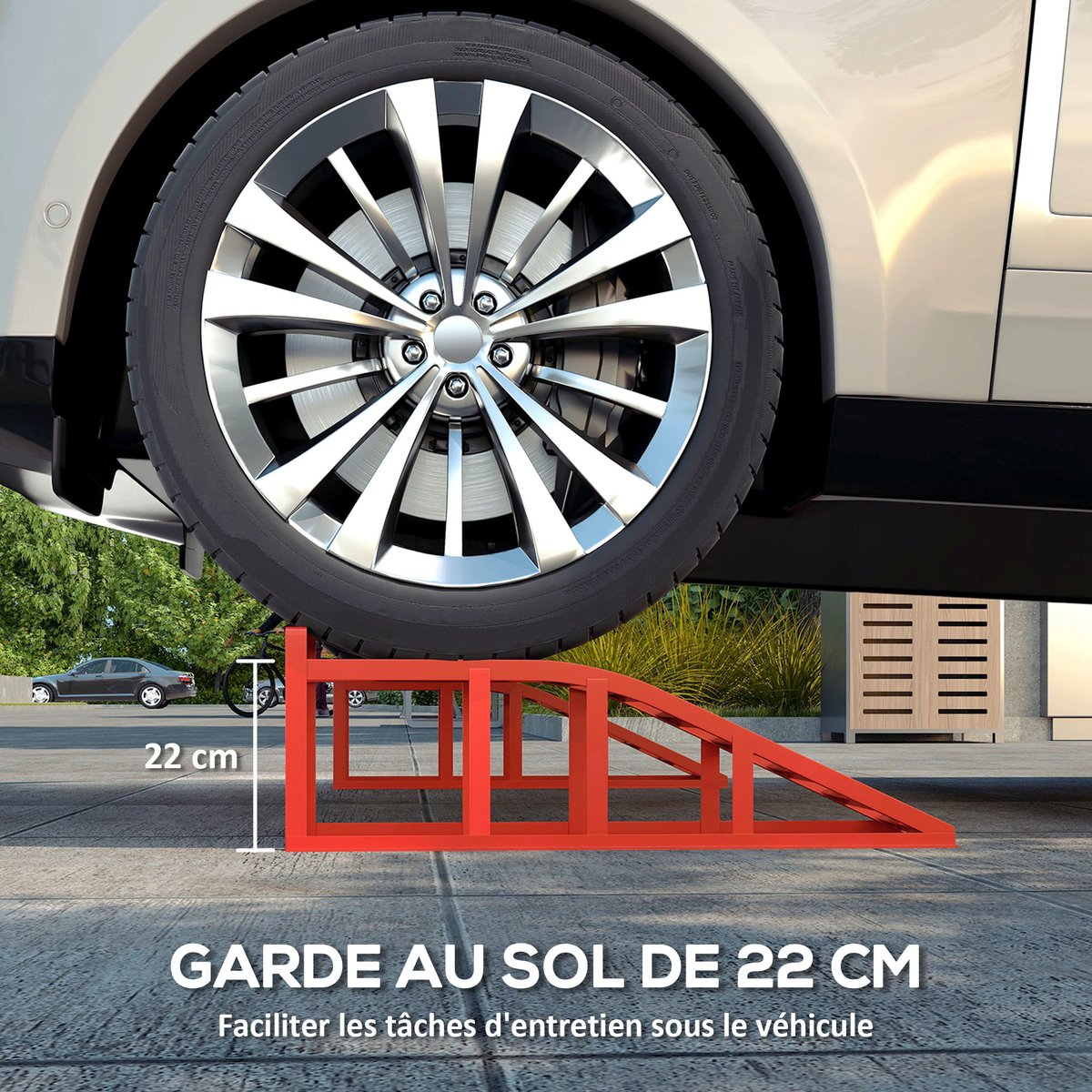 Rampe pour voiture Acier Rouge rouge, HOMCOM