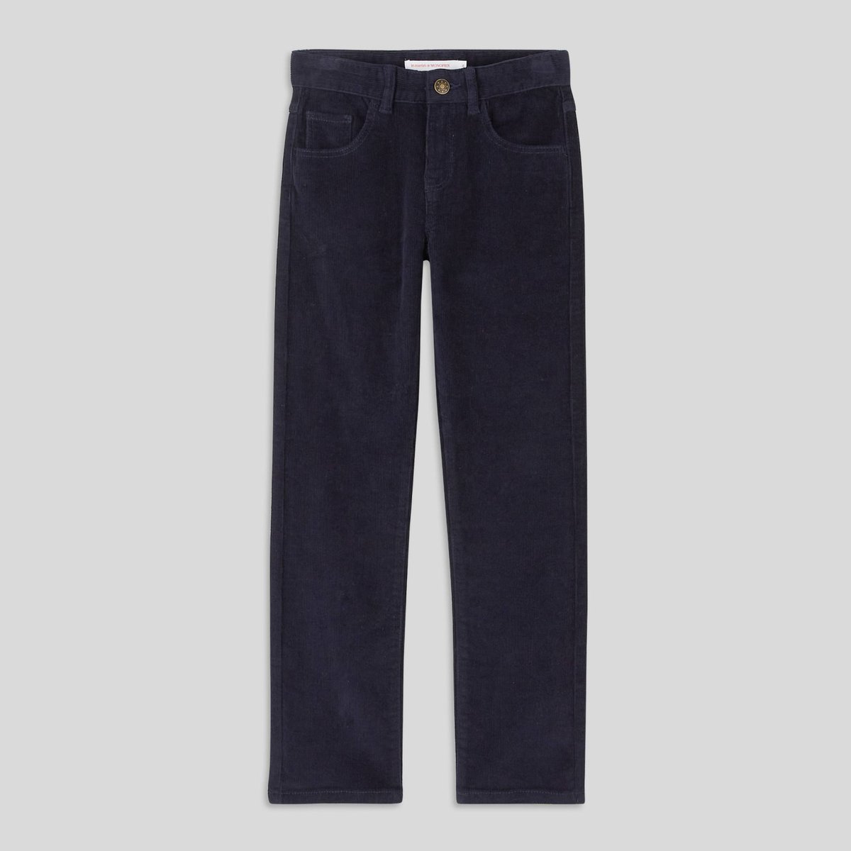 Pantalon droit en velours marine, MONOPRIX