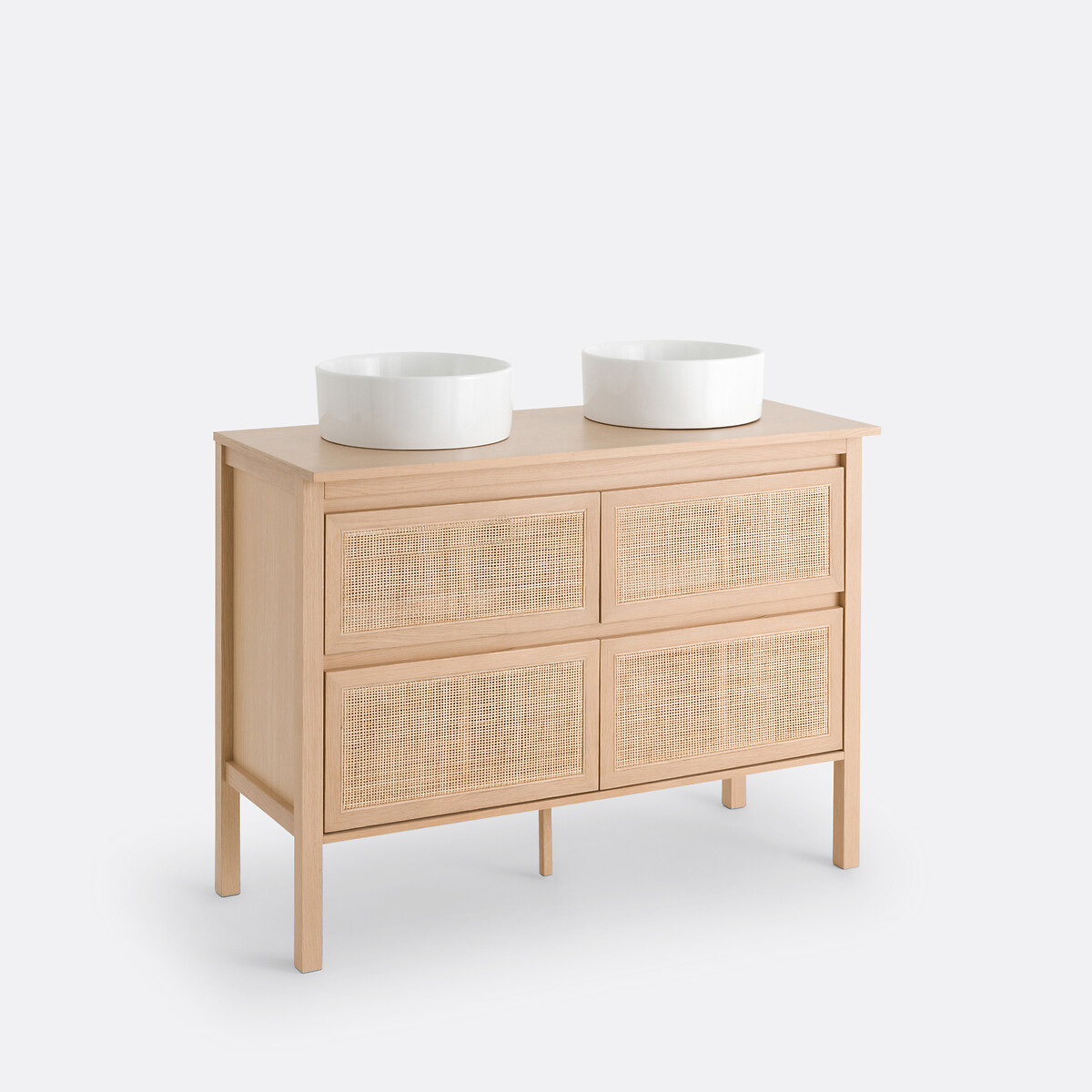 Meuble sous vasque, 4 tiroirs, en cannage largeur 120 cm, LUMPA naturel, LA REDOUTE INTERIEURS