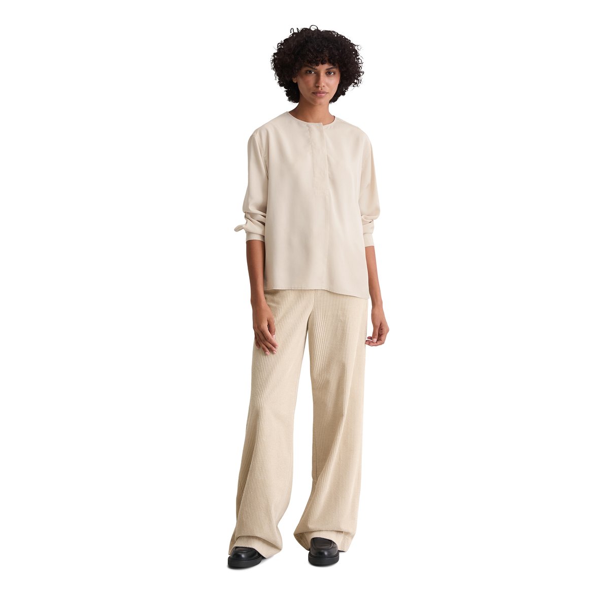 Blouse straight en TENCEL™ Lyocell beige, MARC O'POLO