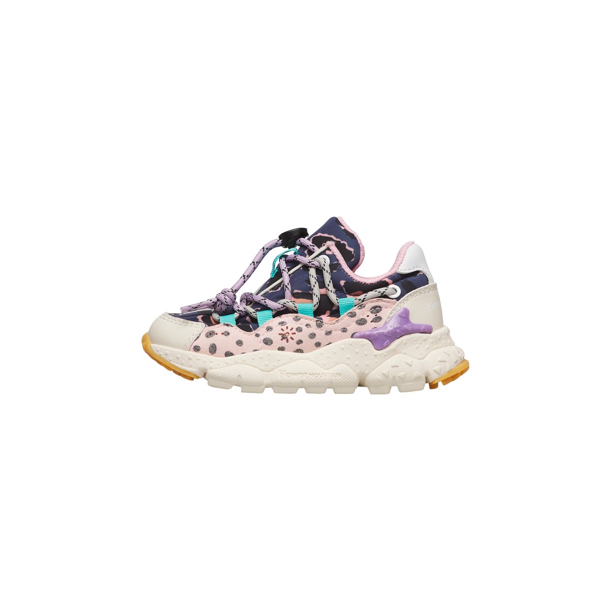 Sneakers en simili cuir et tissu technique RAIKIRI JUNIOR. beige-rose, NATURINO