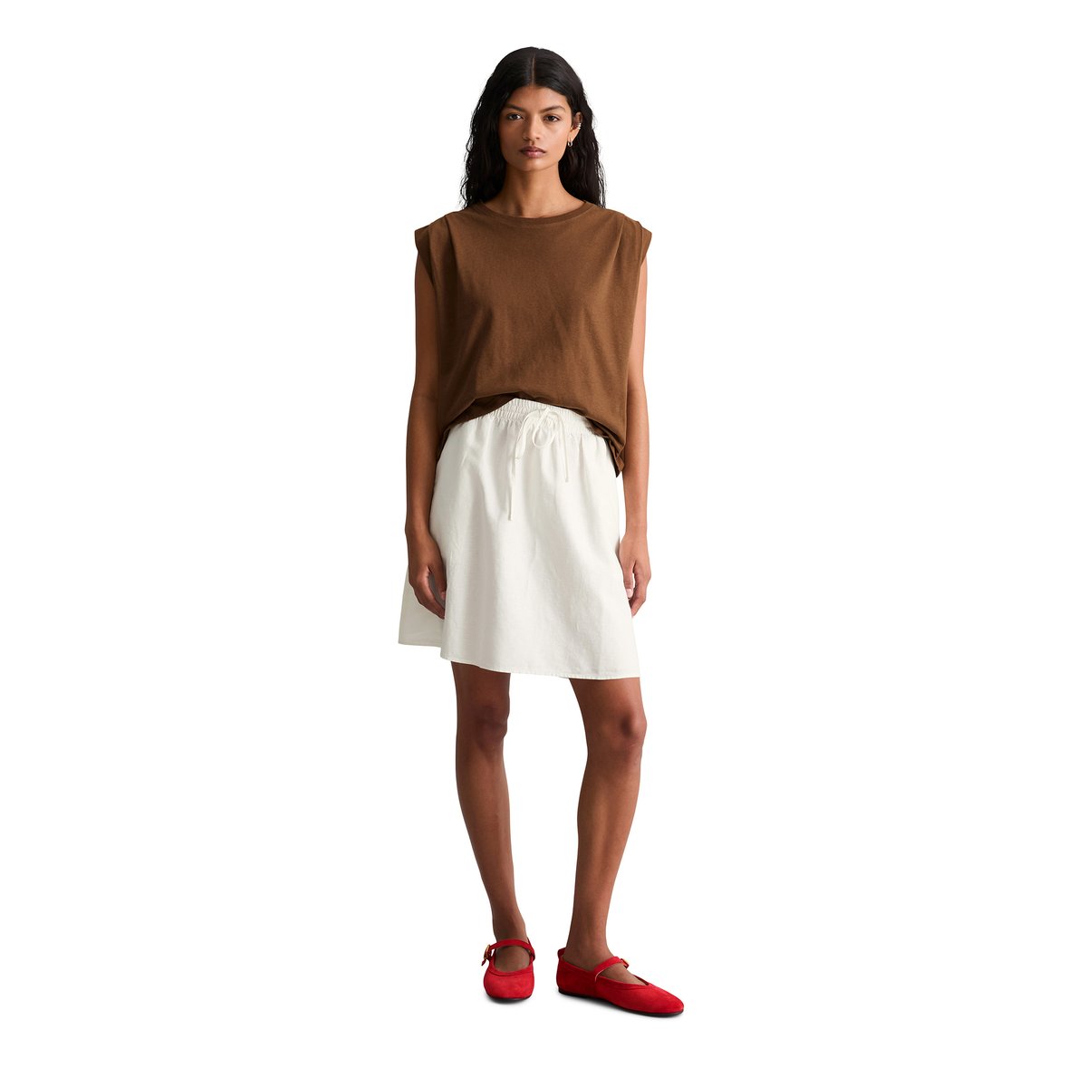 T-shirt relaxed en coton et lin mélangés marron, MARC O’POLO DENIM