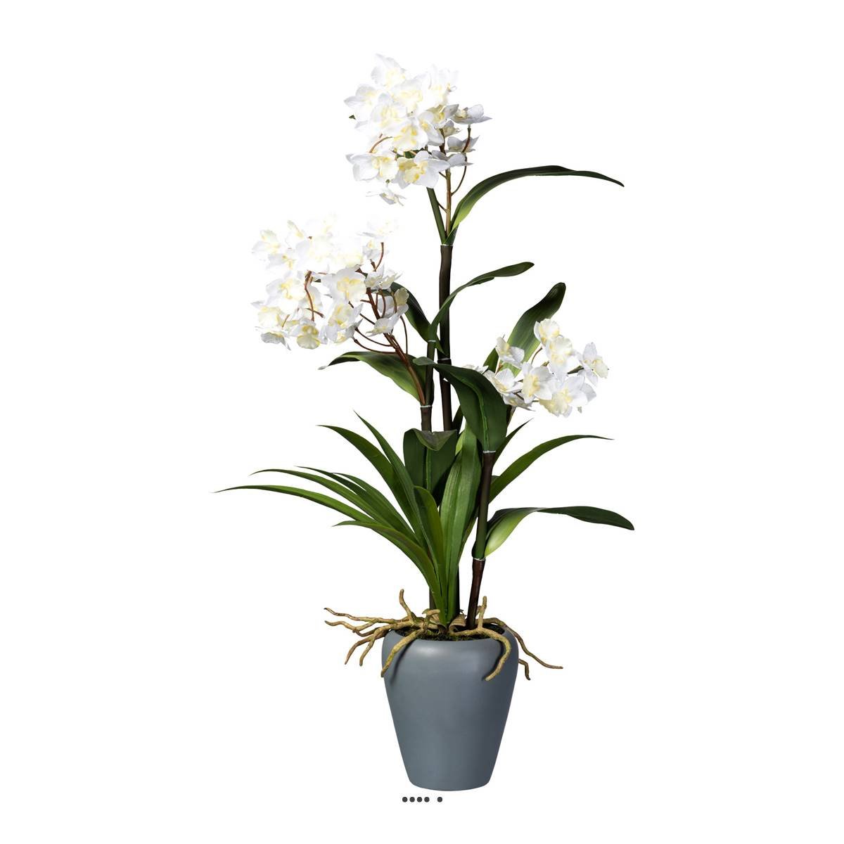 Orchidée Dendrobium factice 3hampes pot crème, ARTIFICIELLES
