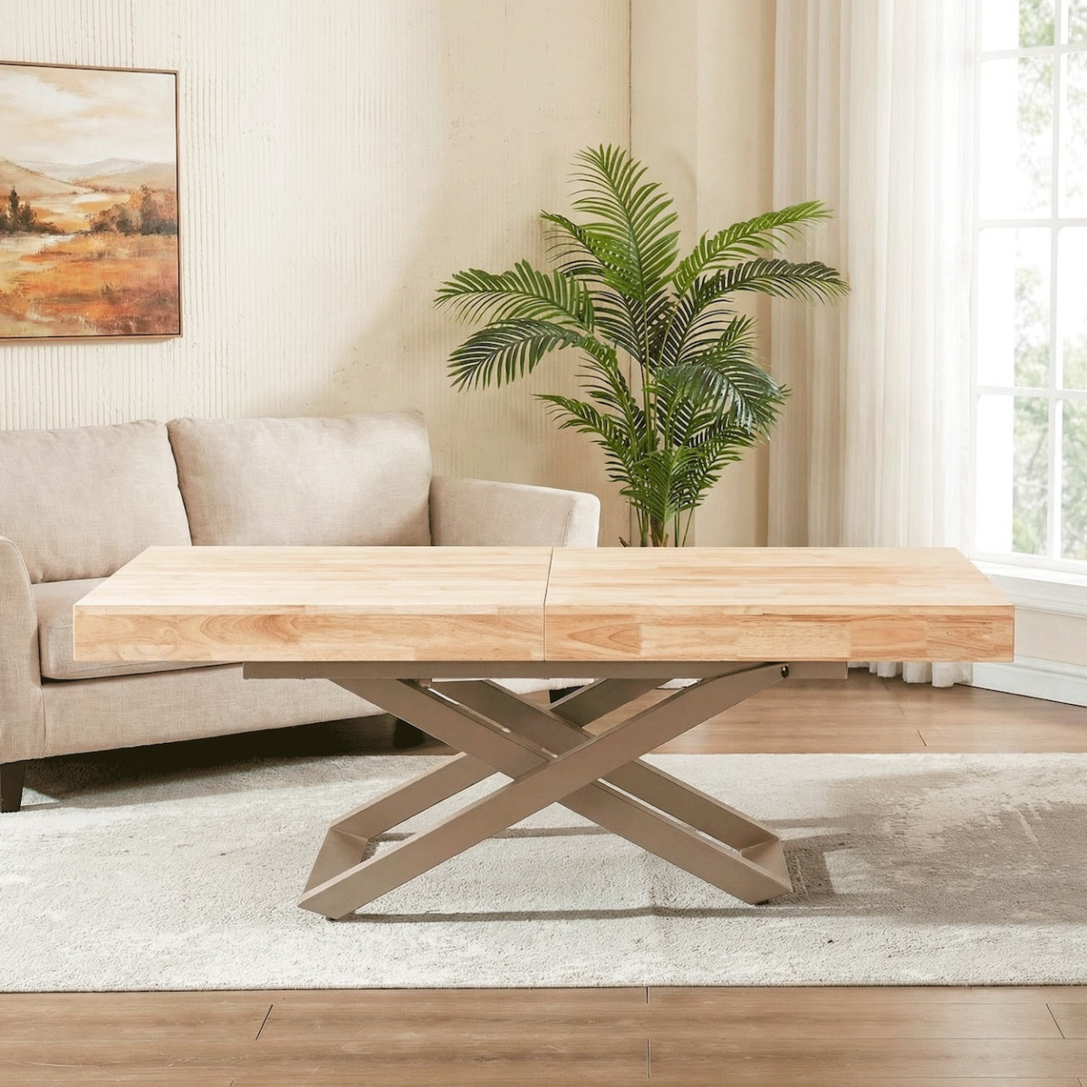 Table basse extensible en bois - ALBA taupe, MATHI DESIGN