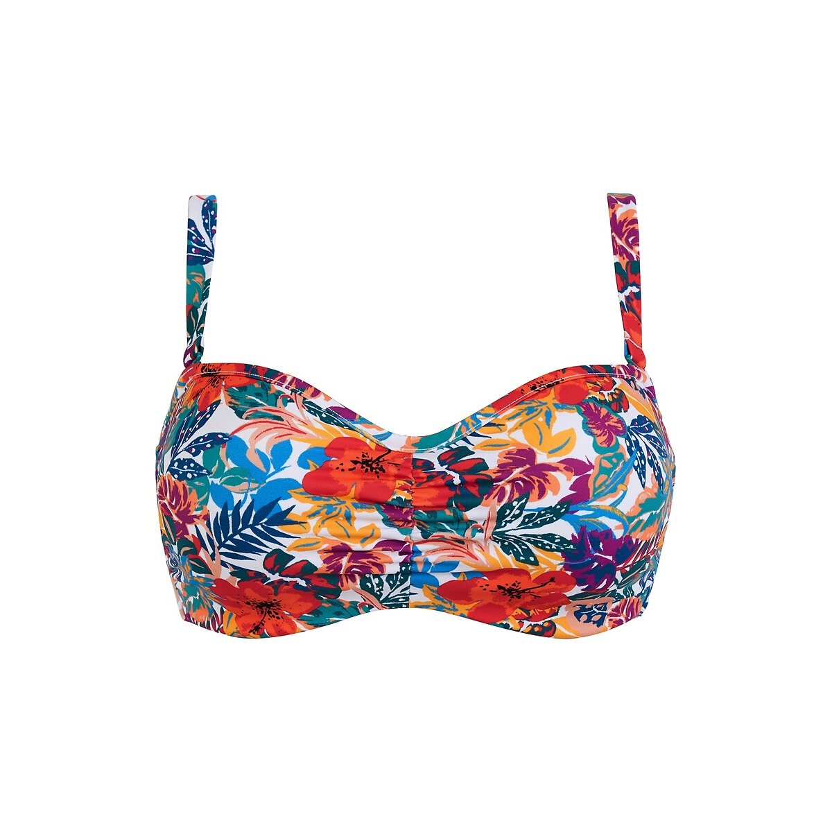 Haut de maillot de bain bandeau Curaçao imprimé tropical multicolore, SANS COMPLEXE