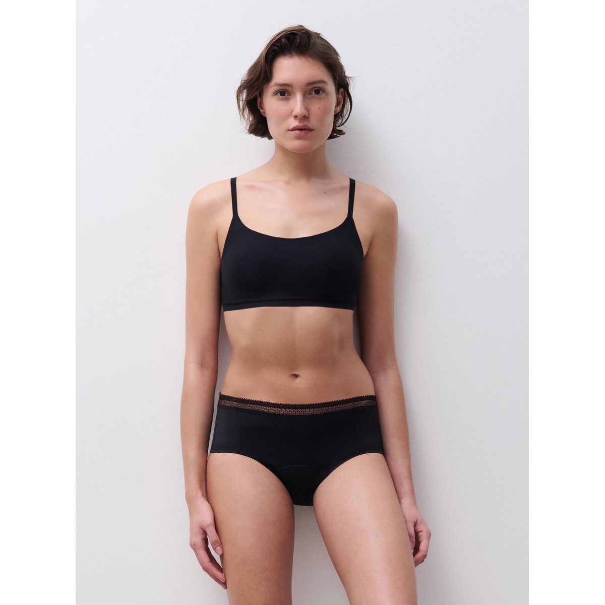 Culotte menstruelle Eco cycle Lace flux abondant noir, CHANTELLE