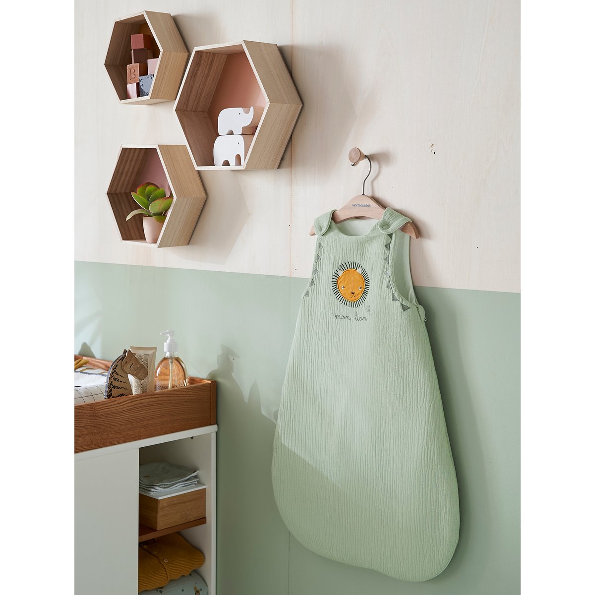 Gigoteuse sans manches en gaze de coton Mon Lion vert, VERTBAUDET