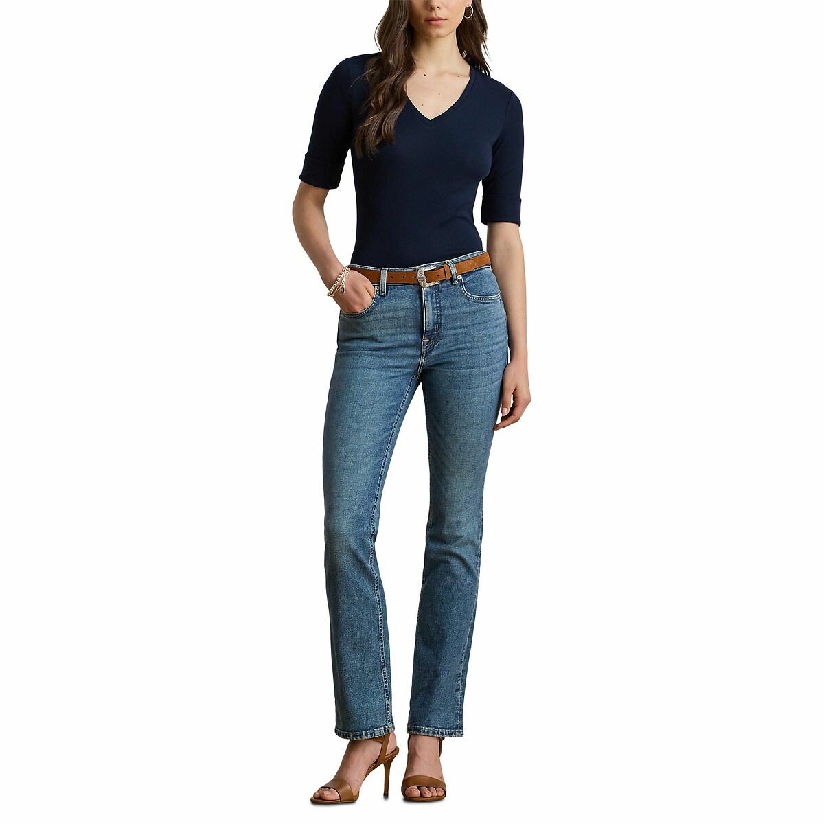 Judy Short Sleeve V-Neck T-Shirt navy, LAUREN RALPH LAUREN