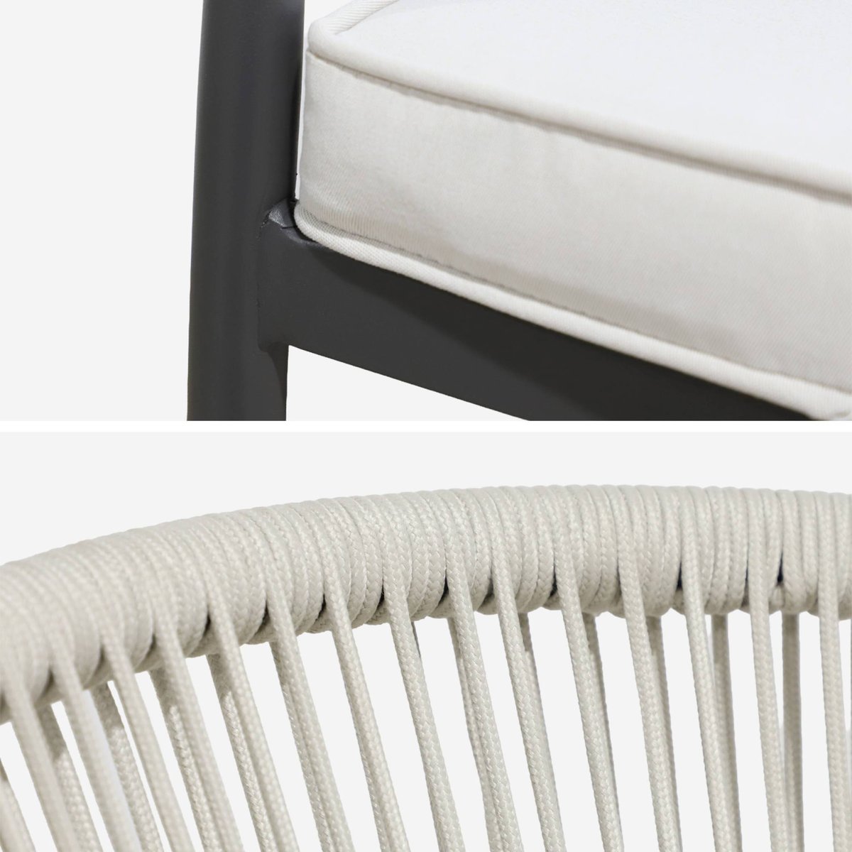Fauteuil de jardin empilable acier et cordes (lot de 4) LIORA beige, SWEEEK